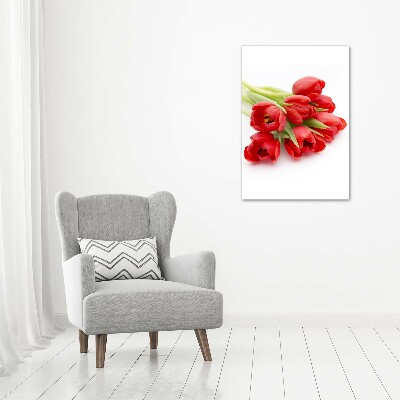 Foto obraz na szkle pionowy Czerwone tulipany