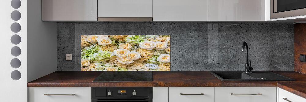 Panel szklany do kuchni Róże