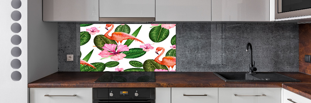 Panel do kuchni Flamingi i rośliny