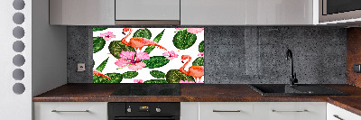 Panel do kuchni Flamingi i rośliny