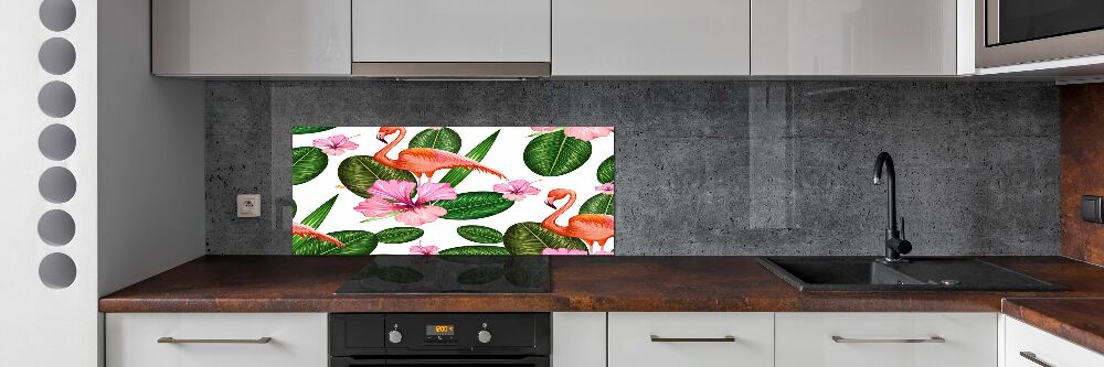 Panel do kuchni Flamingi i rośliny