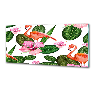 Panel do kuchni Flamingi i rośliny