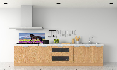 Panel lacobel Koń na polu lawendy