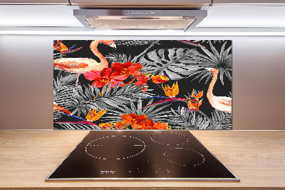 Panel do kuchni Flamingi i kwiaty