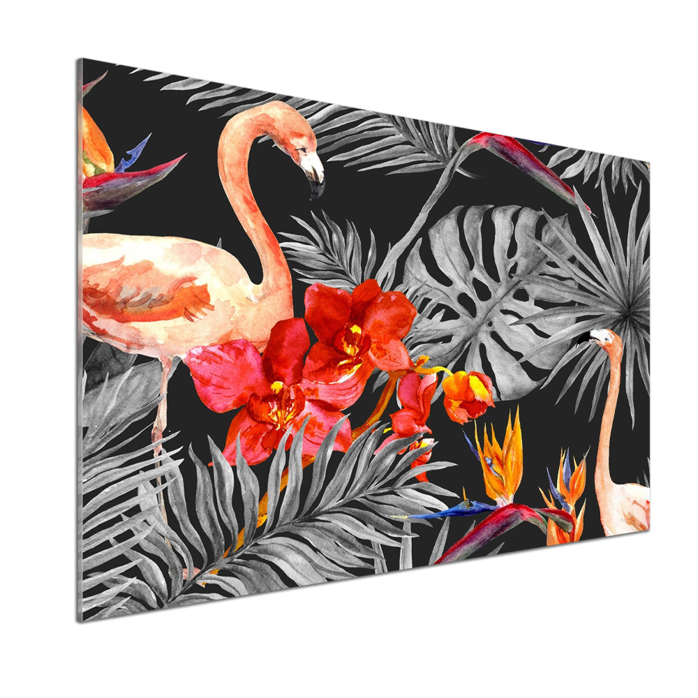 Panel do kuchni Flamingi i kwiaty