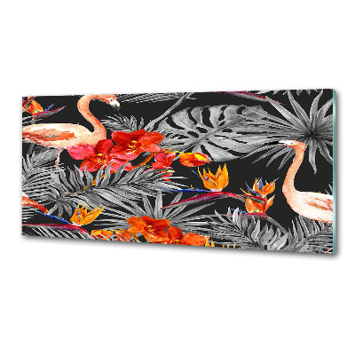 Panel do kuchni Flamingi i kwiaty