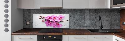 Panel lacobel Orchidea na drewnie