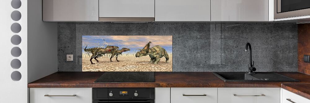 Panel między meble w kuchni Dinozaury