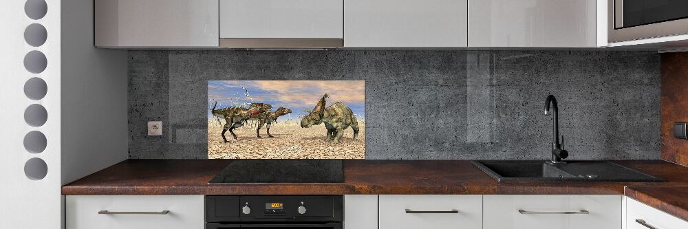 Panel między meble w kuchni Dinozaury