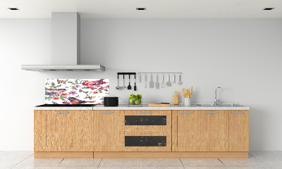 Panel lacobel Ptaki motyle wiśnie