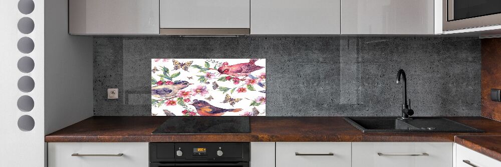 Panel lacobel Ptaki motyle wiśnie