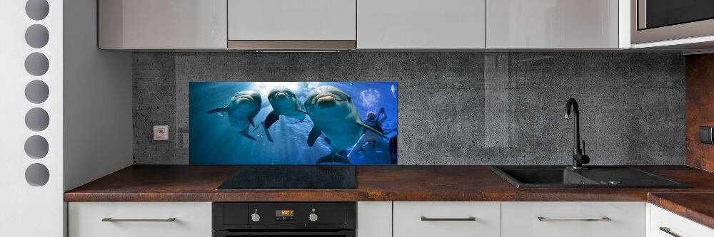 Panel dekor szkło Trzy delfiny
