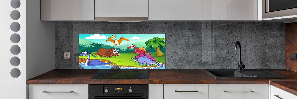 Panel między meble w kuchni Dinozaury