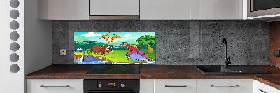 Panel między meble w kuchni Dinozaury