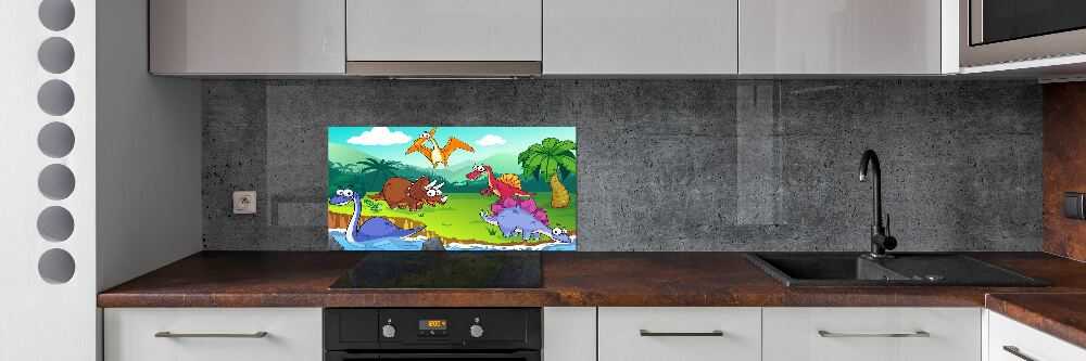Panel między meble w kuchni Dinozaury
