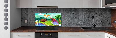 Panel między meble w kuchni Dinozaury