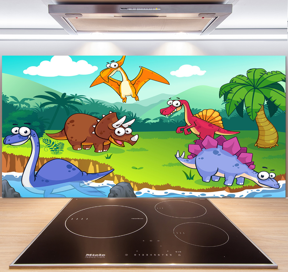 Panel między meble w kuchni Dinozaury