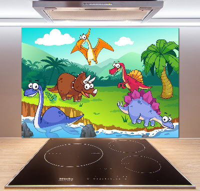 Panel między meble w kuchni Dinozaury
