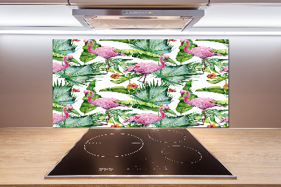 Panel do kuchni Flamingi rośliny