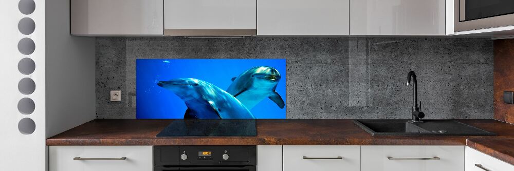 Panel dekor szkło Dwa delfiny
