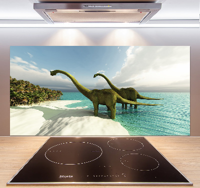 Panel do kuchni Dinozaury na plaży