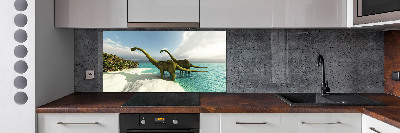 Panel do kuchni Dinozaury na plaży