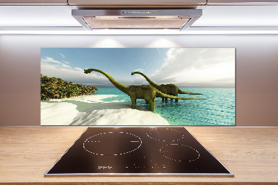 Panel do kuchni Dinozaury na plaży