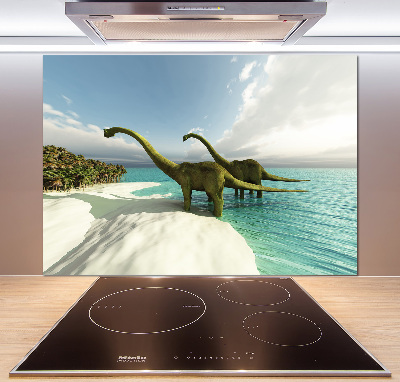 Panel do kuchni Dinozaury na plaży