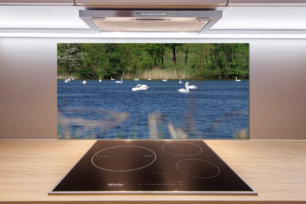 Panel do kuchni Białe łabędzie