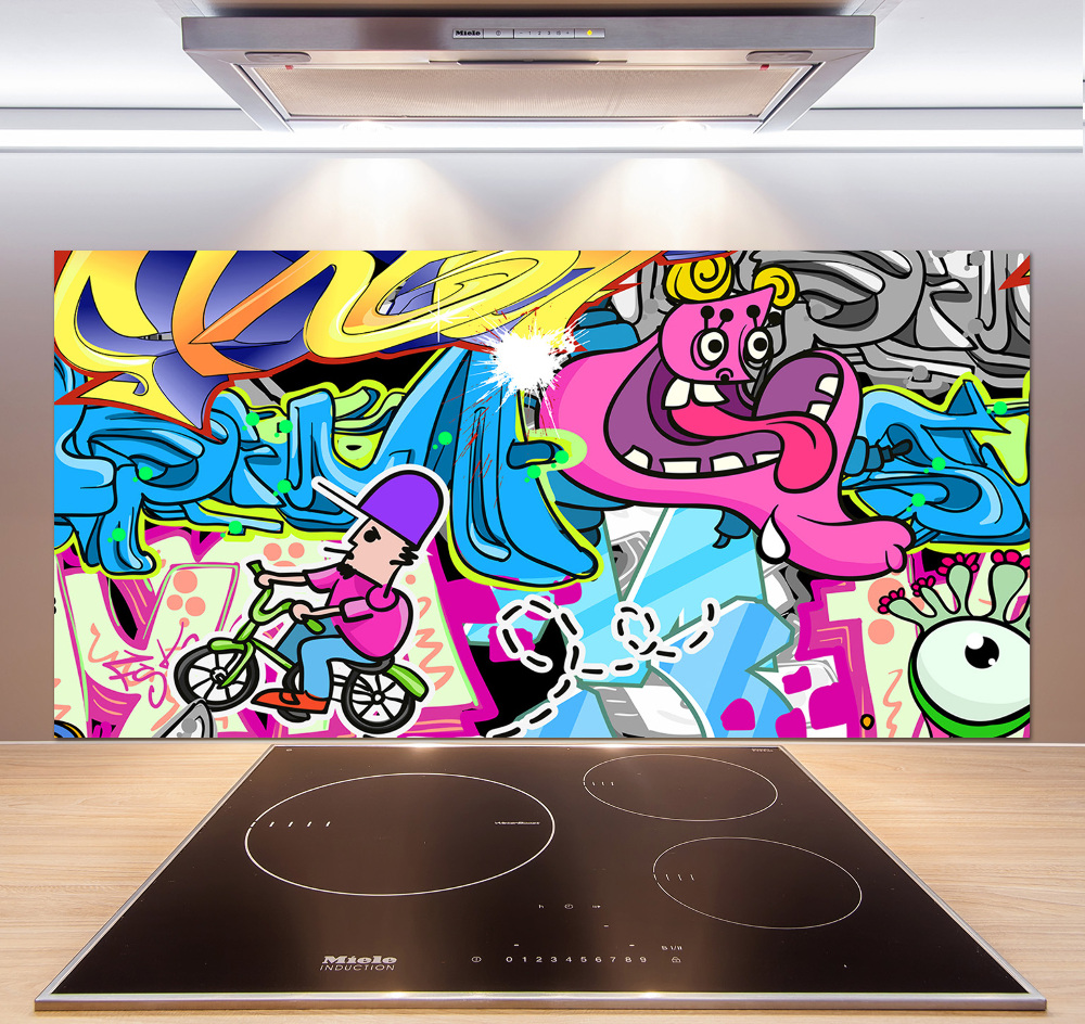 Panel między meble w kuchni Graffiti