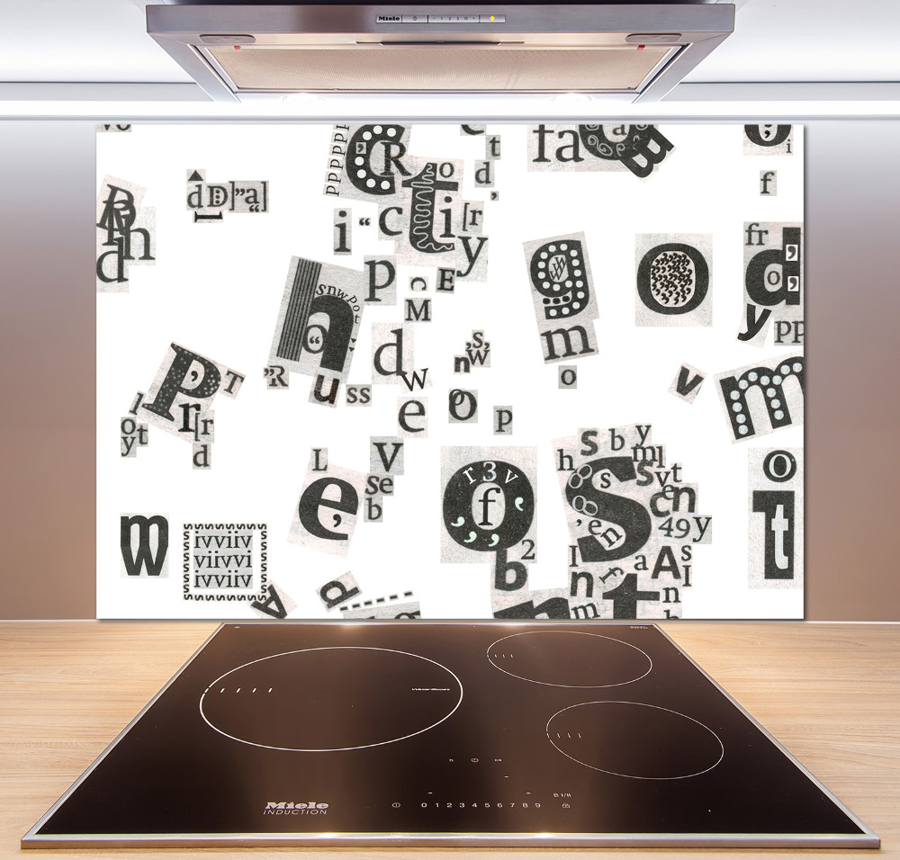 Panel do kuchni Litery z gazety