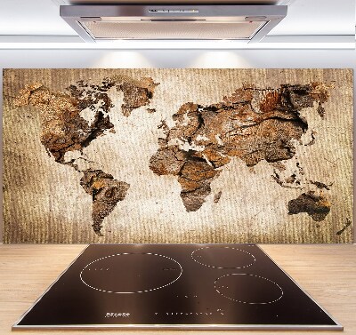 Panel do kuchni Mapa świata drewno