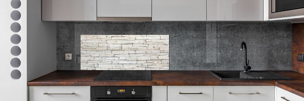 Panel lacobel Biała ściana kamień