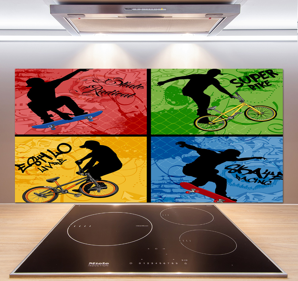 Panel do kuchni Rower i deskorolka