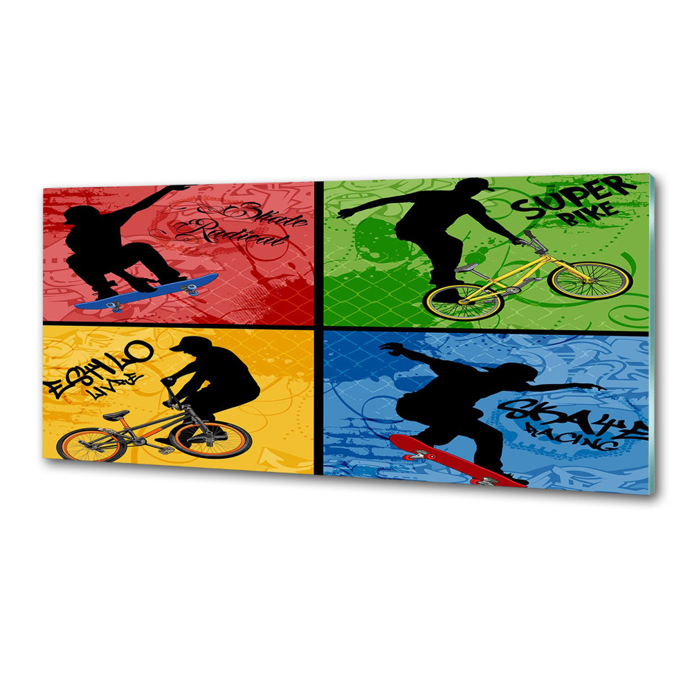 Panel do kuchni Rower i deskorolka