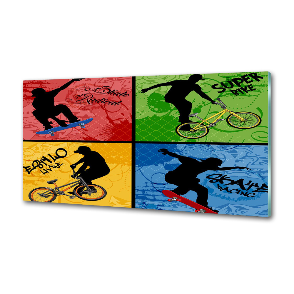 Panel do kuchni Rower i deskorolka