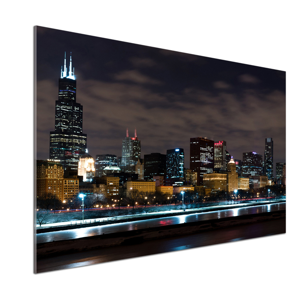 Panel dekor szkło Chicago nocą