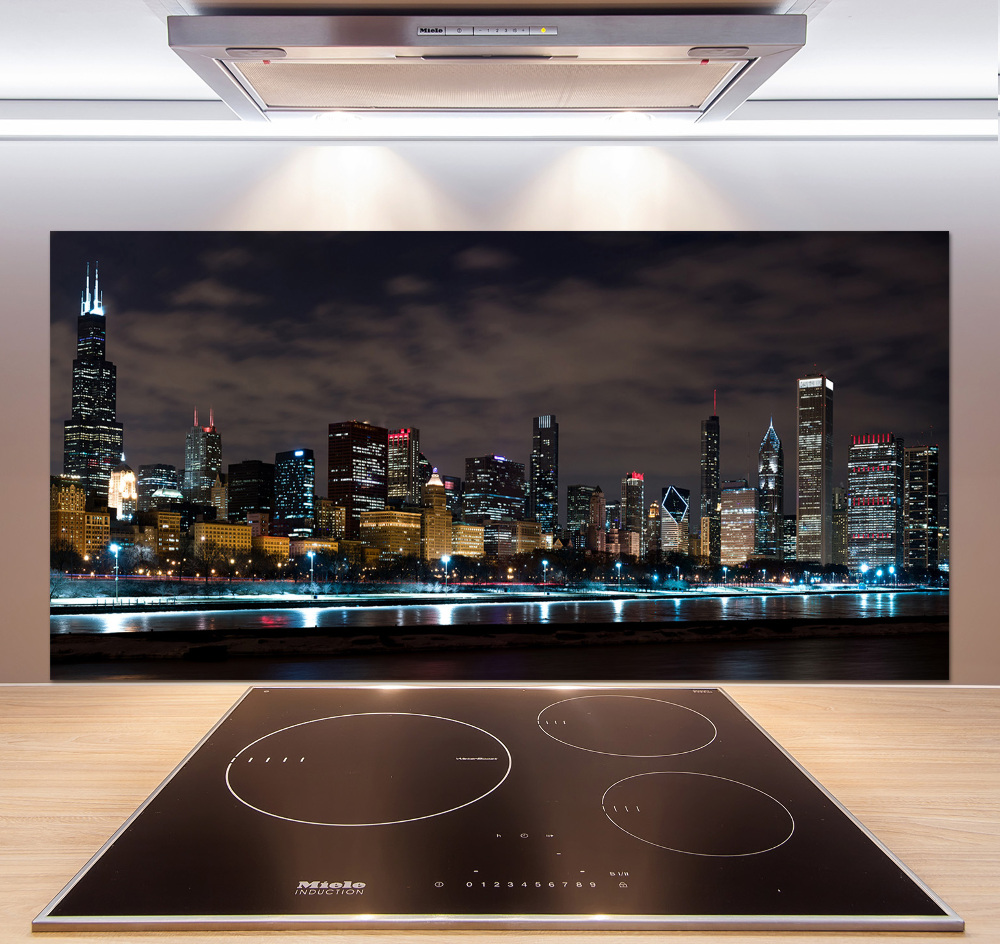 Panel dekor szkło Chicago nocą