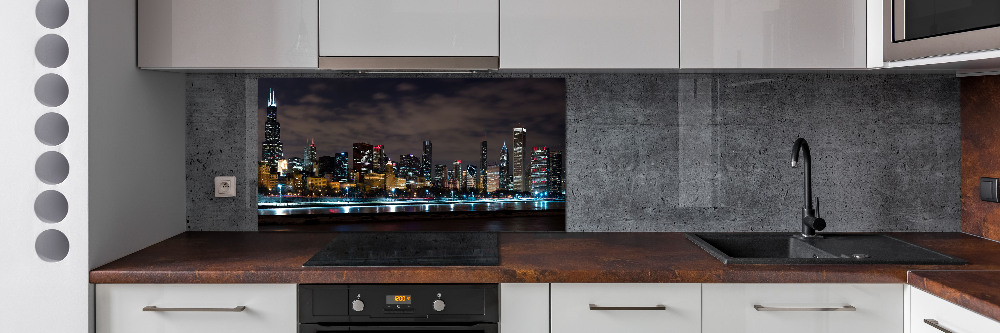 Panel dekor szkło Chicago nocą