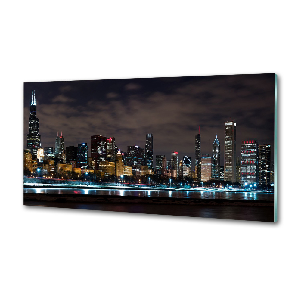 Panel dekor szkło Chicago nocą