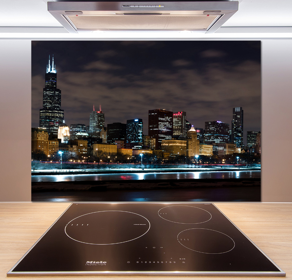 Panel dekor szkło Chicago nocą