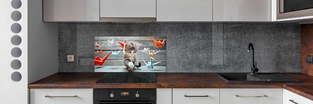 Panel lacobel Kot ptaki z papieru