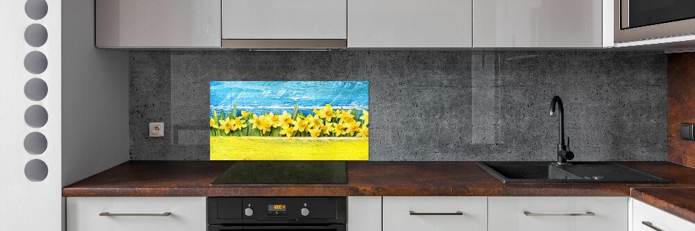 Panel szklany do kuchni Żonkile