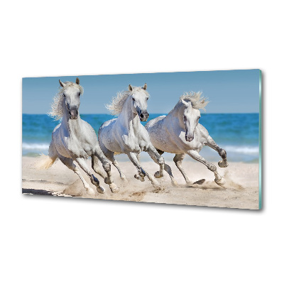 Panel do kuchni Białe konie plaża