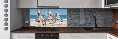 Panel do kuchni Białe konie plaża
