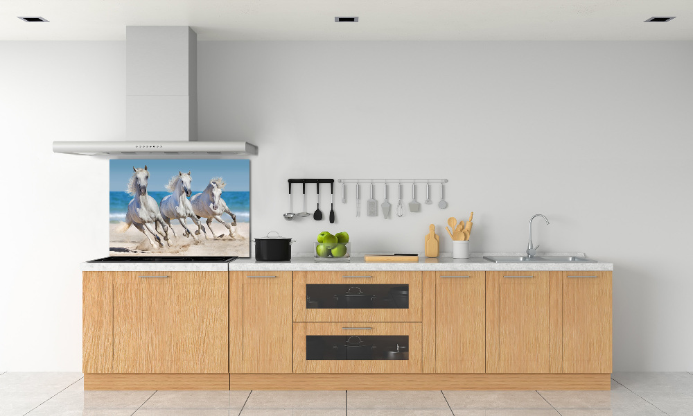 Panel do kuchni Białe konie plaża