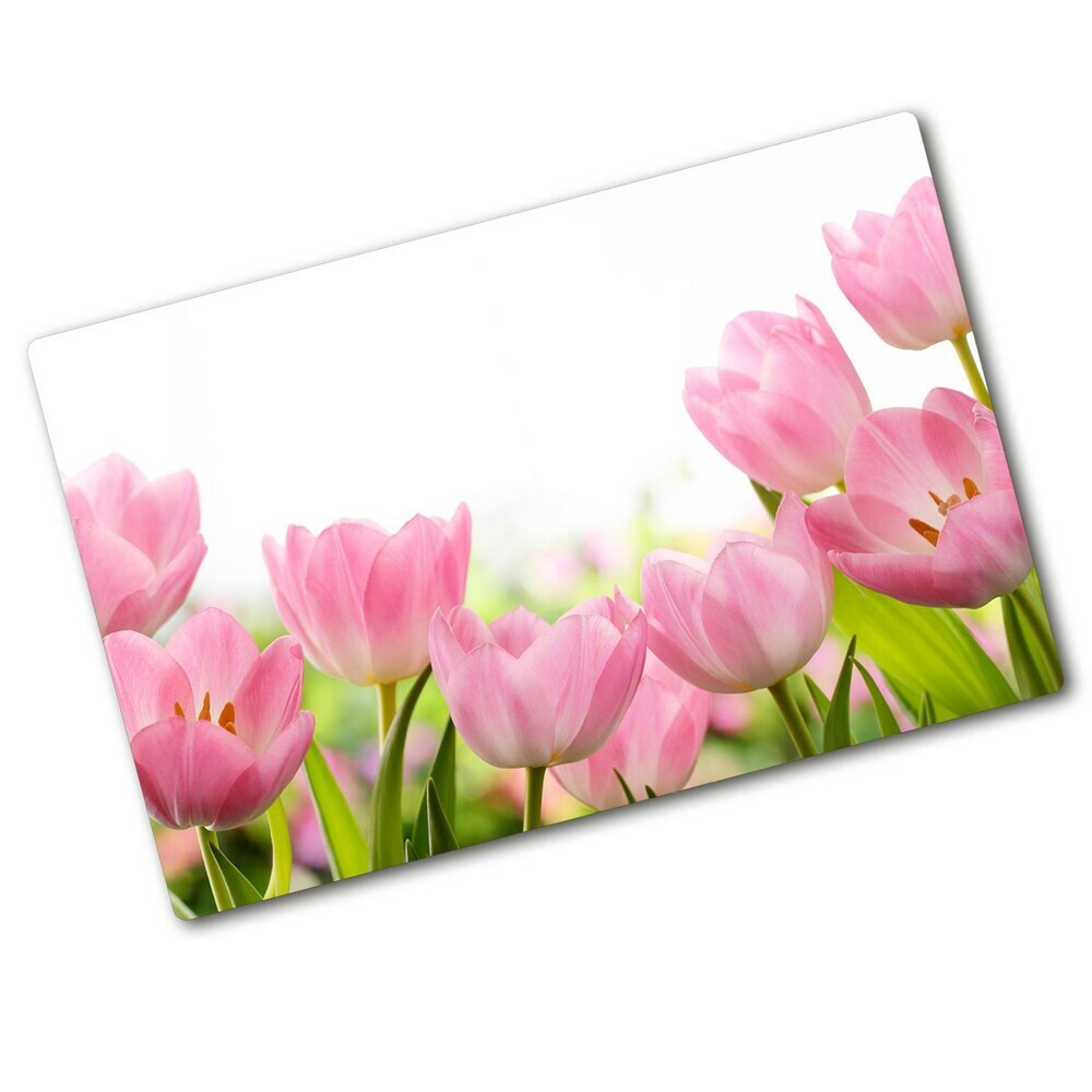 Deska do krojenia szklana Różowe tulipany