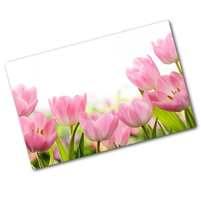 Deska do krojenia szklana Różowe tulipany