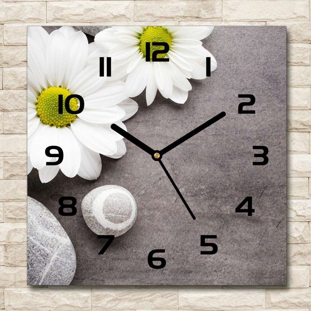 Zegar ścienny szklany kwadratowy Gerbera