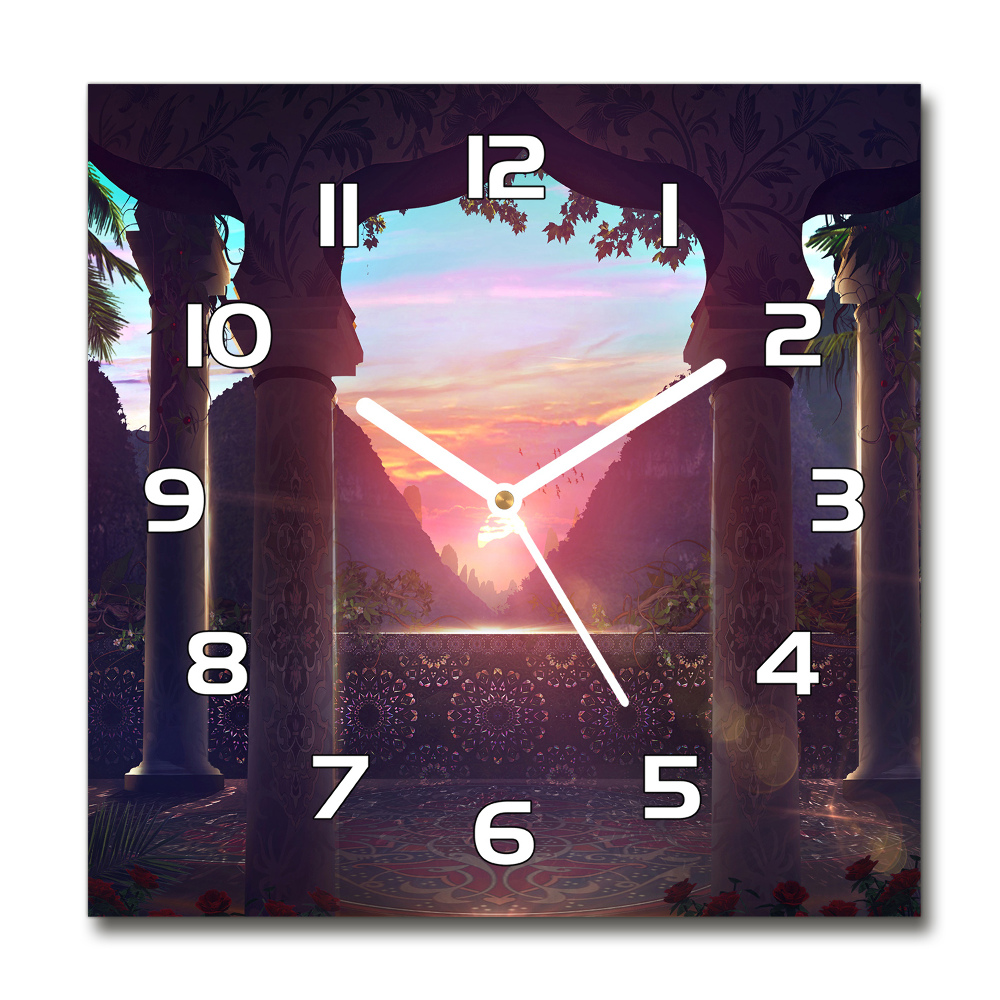 Zegar szklany kwadratowy Architektura wschód